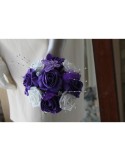 Bouquet demoiselle d\'honneur thème violet avec plumes et perles