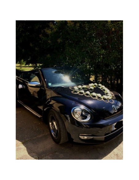 Décoration voiture mariage Grand cœur de roses de 80 cm