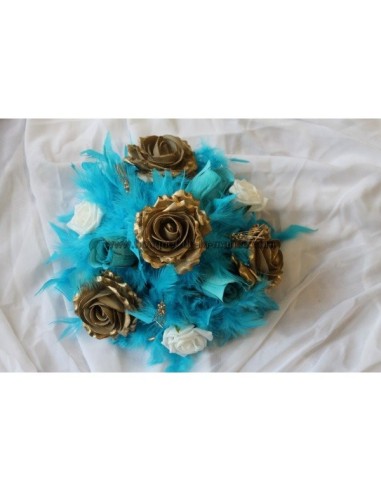 Commande lot Mariage: composition florale de voiture turquoise et or