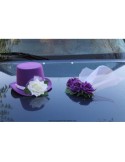 Chapeau et voile pour la voiture de mariage couleur violet
