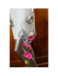 Bouquet de mariée style Sac à Main thème coeur fuchsia et vert anis