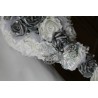 Bouquet pour Mariage tombant thème Roses blanches, gris, argent