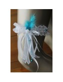 Jarretière blanche et turquoise avec des rubans, tulle, perles