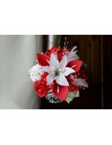 Bouquet demoiselle d\'honneur arums rouge avec plumes et perles