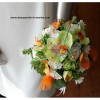 Bouquet de mariée avec longues tiges thème vert anis et orange