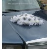 Bouquet voiture mariée plumes gris argenté et blanc