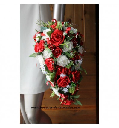 Dernier disponible! Bouquet des Roses Mariage rouges et blanches