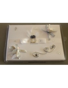 LIVRE D'OR COULEUR BLANC & GRIS ARGENTE AVEC STRASS, COLOMBES 2