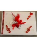 LIVRE D\'OR BLANC & ROUGE AVEC STRASS, COEURS, NOTE DE MUSIQUE