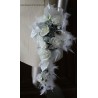 Bouquet de Mariage "Ange" avec des roses, arums, perles et plumes