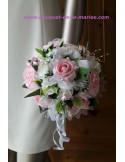 Bouquet de fleurs mariée roses couleur rose ou bordeaux perles