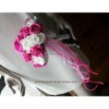 Bouquet de mariée Rond thème ivoire, fuchsia avec des diamants