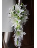 Bouquet de Mariée Blanc Tombant thème Anis plumes