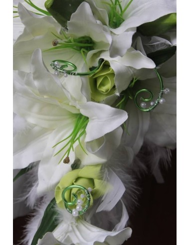 Bouquet de Mariée Blanc Tombant thème Anis plumes