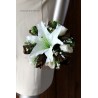 Bouquet de Mariée Rond "Style" avec 1 gros Lys, des Roses et Perles