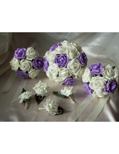 Lot mariage thème bonbon avec bouquets, corsage, boutonniere