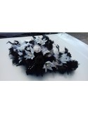 Bouquet de voiture mariage mariée noir et blanc plumes perles lys