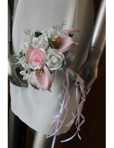 BOUQUET de MARIÉE ROND THÈME PARADIS FAIT MAIN AVEC des ROSES ET ARUMS 2