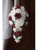 Promotion: Bouquet mariage tombant thème blanc cassé et bordeaux