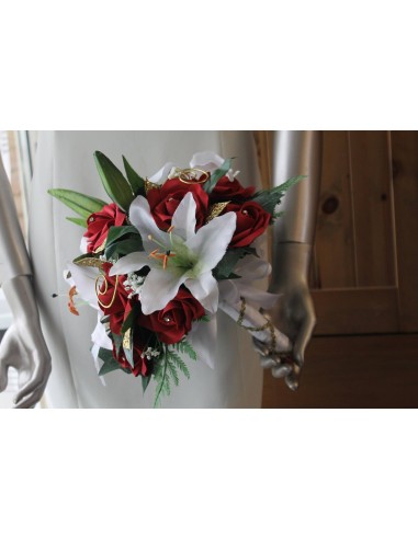 Bouquet de Mariée Exceptionnel avec des roses, lys, perles, gemmes