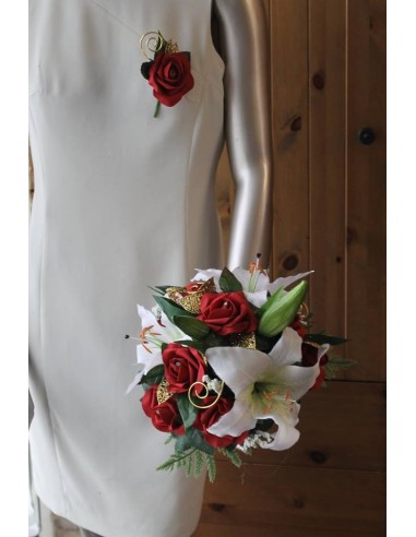 Bouquet de Mariée Exceptionnel avec des roses, lys, perles, gemmes