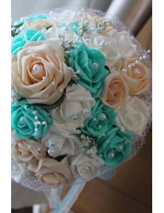 Bouquet de mariage pastel verte menthe et champagne perlé 2