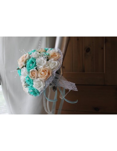 Bouquet de mariage pastel verte menthe et champagne perlé