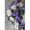 Bouquet mariage cascade parme, blanc avec roses, diamants, lierre