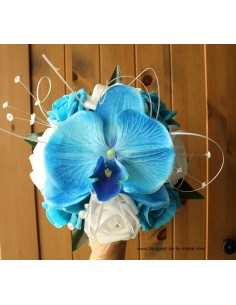 Bouquet mariage demoiselle d'honneur orchidée bleu
