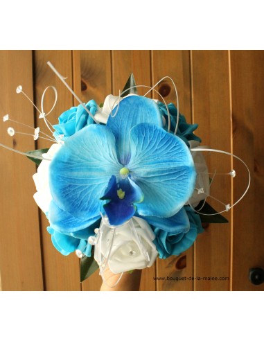 Bouquet mariage demoiselle d'honneur orchidée bleu