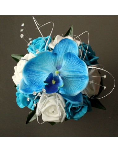 Bouquet mariage demoiselle d'honneur orchidée bleu
