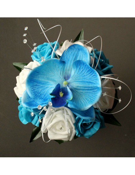 Bouquet mariage demoiselle d'honneur orchidée bleu Bouquet mariage demoiselle d'honneur orchidée bleu