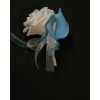 Bouquet Mariée arums bleu et blanc orné des perles