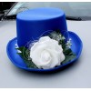Chapeau haut forme pour la voiture de mariage couleur bleu royal