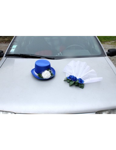 Chapeau haut forme pour la voiture de mariage couleur bleu royal