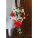 Bouquet de fleurs mariee cascade thème arums et orchidées rouges