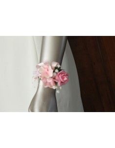 Bracelet de fleurs mariage rose hortensia rose clair 2