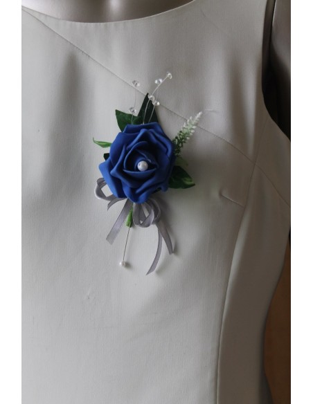 Bouquet mariage retombant style Bleu Royale et Gris
