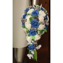 Bouquet mariage retombant style Bleu Royale et Gris