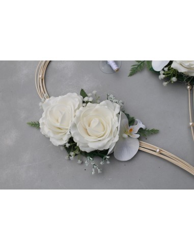 Décoration voiture pour mariage type Cœurs avec Perles & Roses