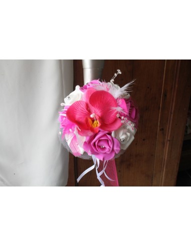 Bouquet mariage demoiselle d'honneur orchidée fuchsia