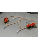 Cœurs de mariage perlé pour voiture avec des roses orange