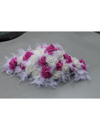 Compositions centre de table mariage fuchsia et blanc 60cm