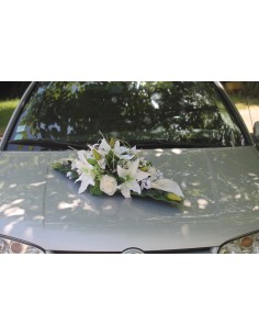 Gerbe de voiture mariés mariage couleur blanc et or 2