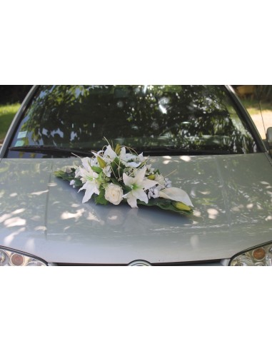 Gerbe de voiture mariés mariage couleur blanc et or