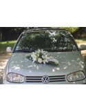 Gerbe de voiture mariés mariage couleur blanc et or