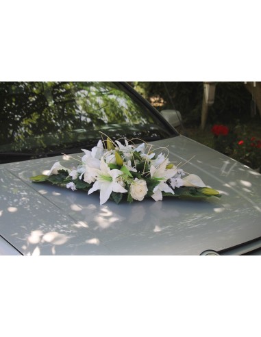 Gerbe de voiture mariés mariage couleur blanc et or