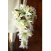 Bouquet de Mariée lys Blanc Tombant thème Or plumes