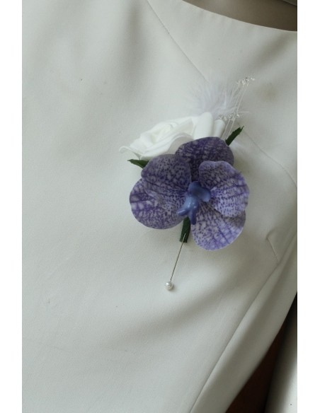 Bouquet Mariée, boutonnière, coussin d'alliance, cœurs de voiture violet