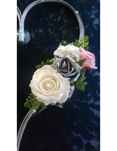 Coeurs pour voiture de mariage thème rose et argent 2